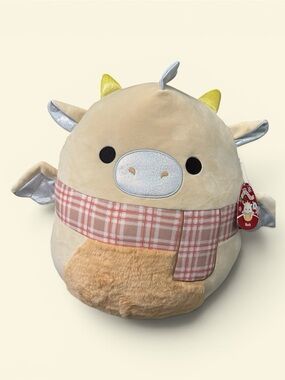 20” Squishmallows Buck Holiday Dragon Plush Scarf Silver Wings NWT